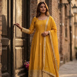 Stunning Chinon Silk Anarkali Gown