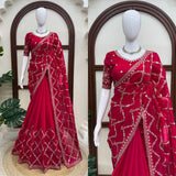 Elegance Embroidered Fendy Silk Saree