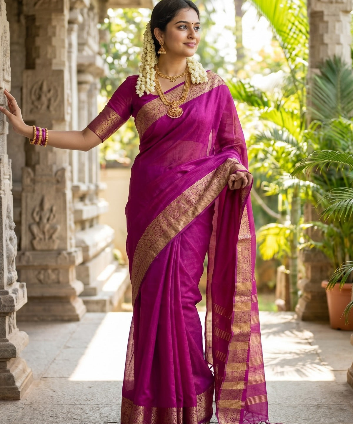 Ambrapali Linen Silk Saree