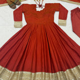 Orange Designer Vichitra Anarkali