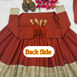 Orange Designer Vichitra Anarkali