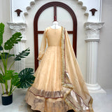 Creamy Tabby Oragnza Anarkali Suit
