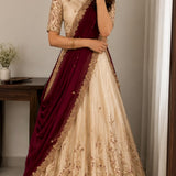 Elevate Vichitra Silk Embroidered Lehenga