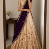 Elevate Vichitra Silk Embroidered Lehenga
