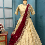 Elevate Vichitra Silk Embroidered Lehenga