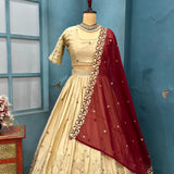 Elevate Vichitra Silk Embroidered Lehenga