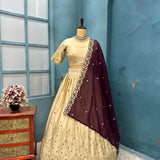 Elevate Vichitra Silk Embroidered Lehenga