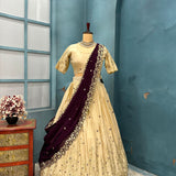 Elevate Vichitra Silk Embroidered Lehenga