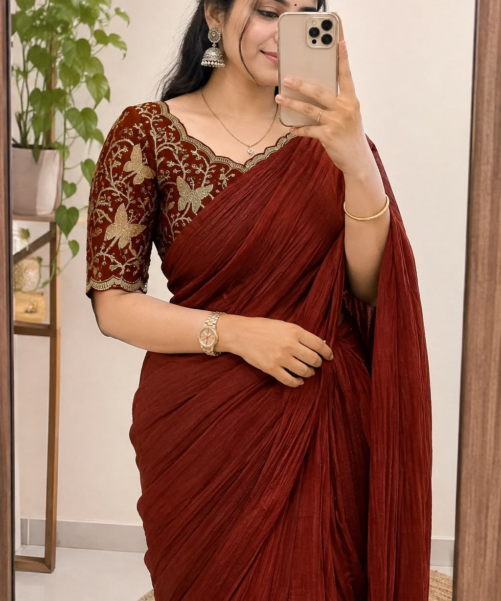 Beautiful Rangoli Cruch Silk Saree