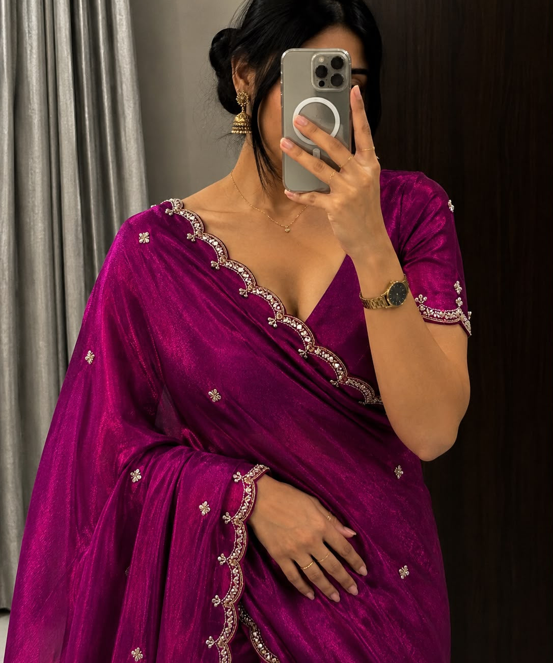 Designer Beds Work Silk Saree
