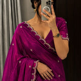 Designer Beds Work Silk Saree
