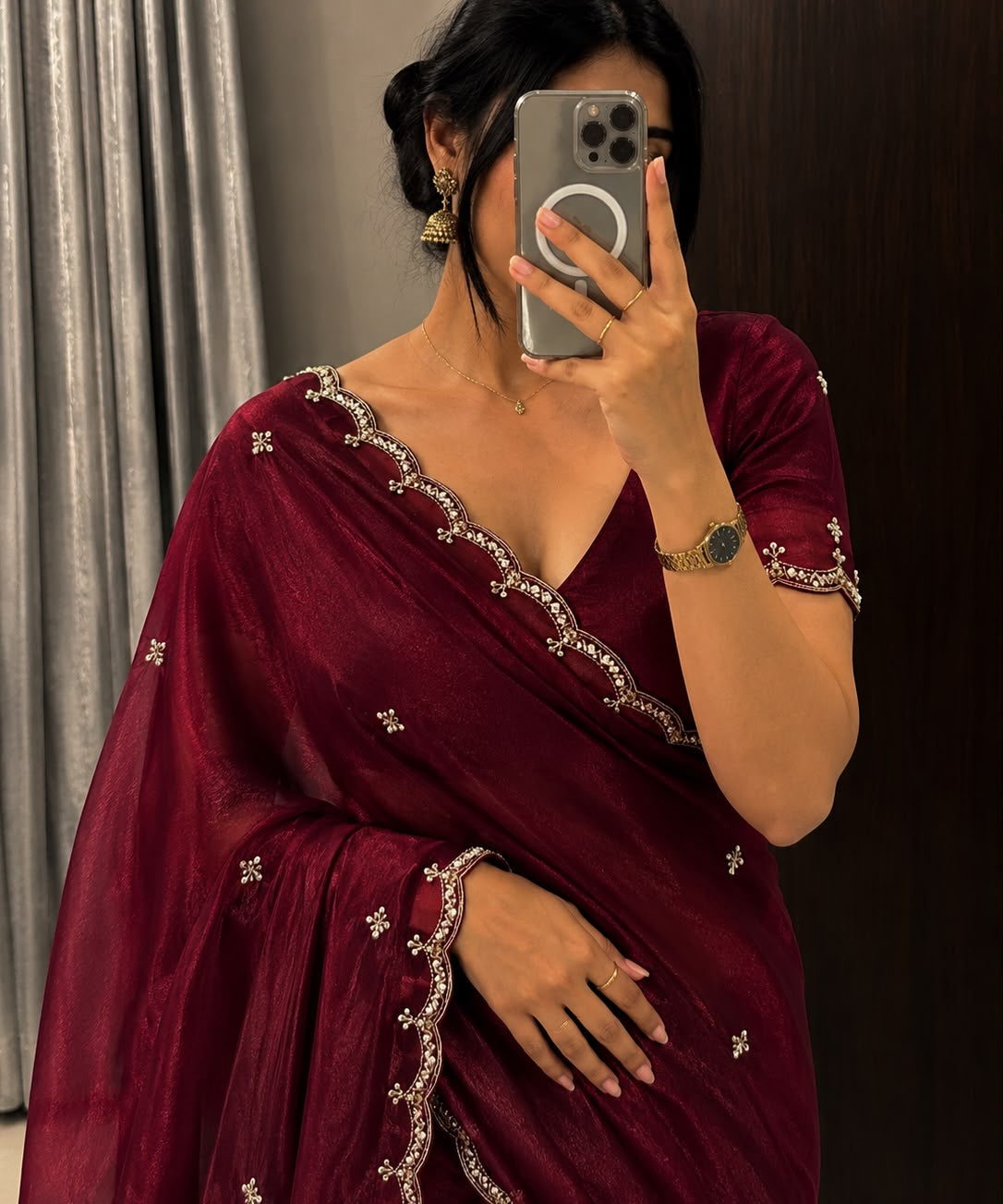 Designer Beds Work Silk Saree