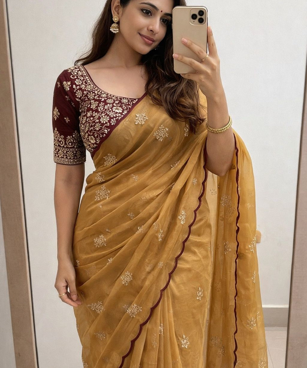 Beautiful Silk Embroidered Saree