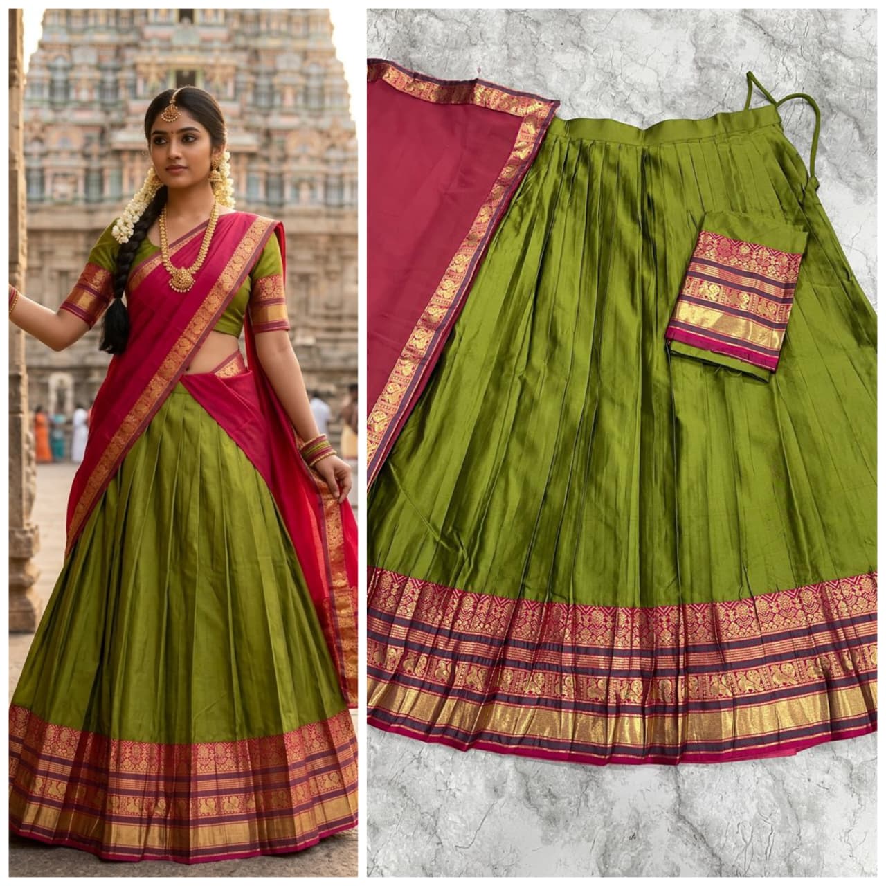 Traditional Kanchi Cotton Silk Lehenga