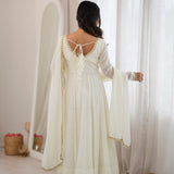 White Mul Chnaderi Anarkali Gown