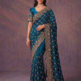 Amazing Metalic Dori Embroidered Wedding Saree