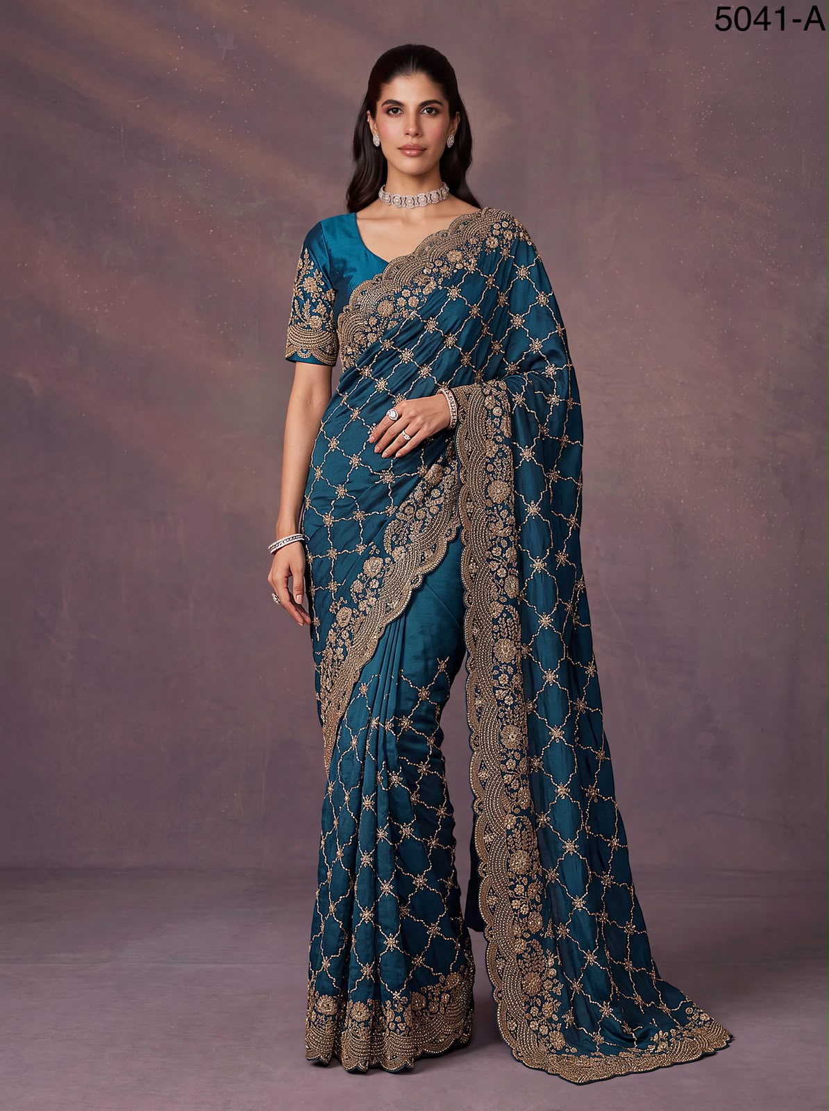 Amazing Metalic Dori Embroidered Wedding Saree