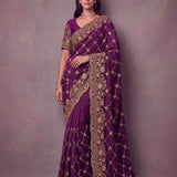 Amazing Metalic Dori Embroidered Wedding Saree