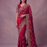 Amazing Metalic Dori Embroidered Wedding Saree