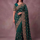 Amazing Metalic Dori Embroidered Wedding Saree