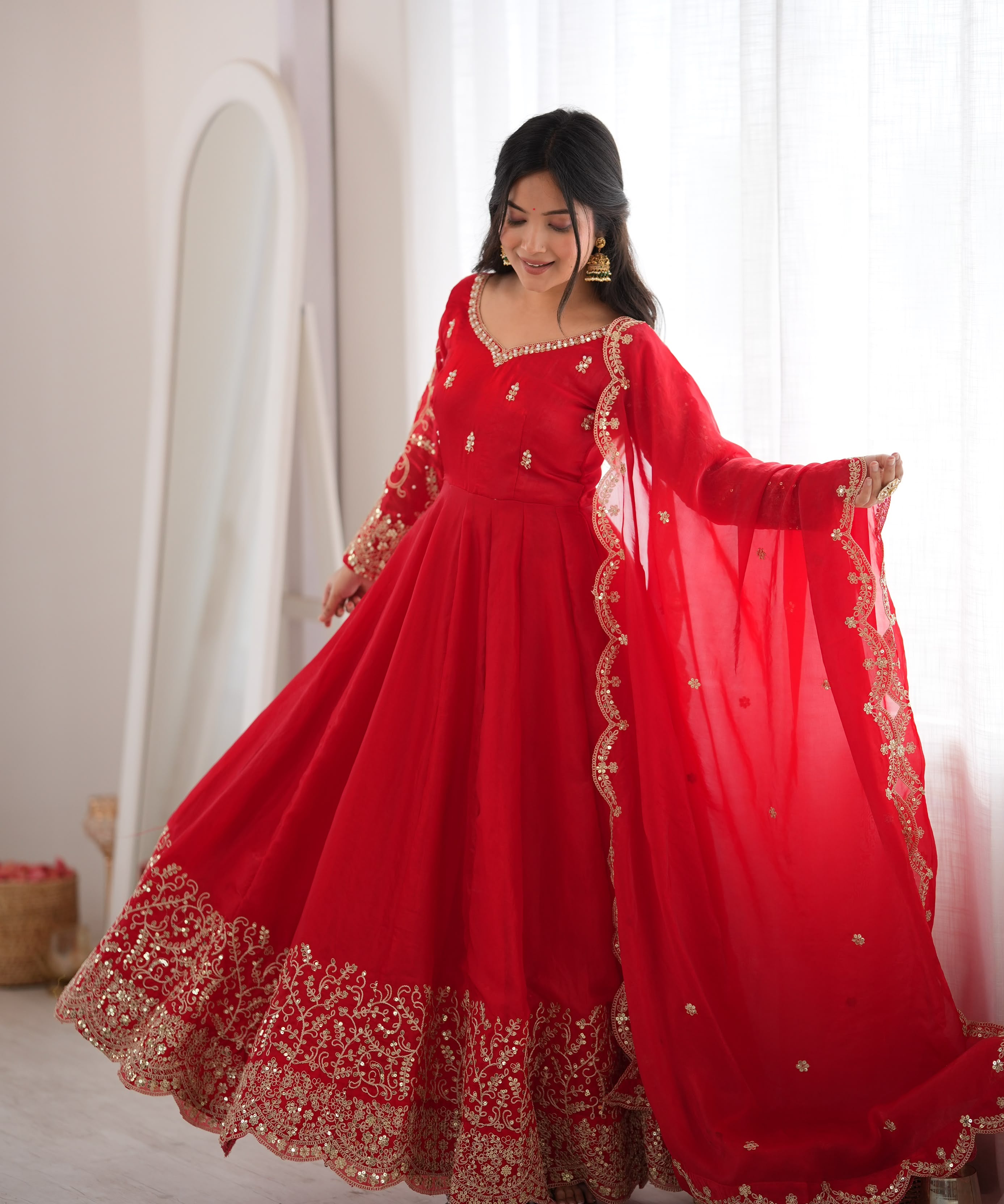 Festive Fendy Silk Anarkali Gown
