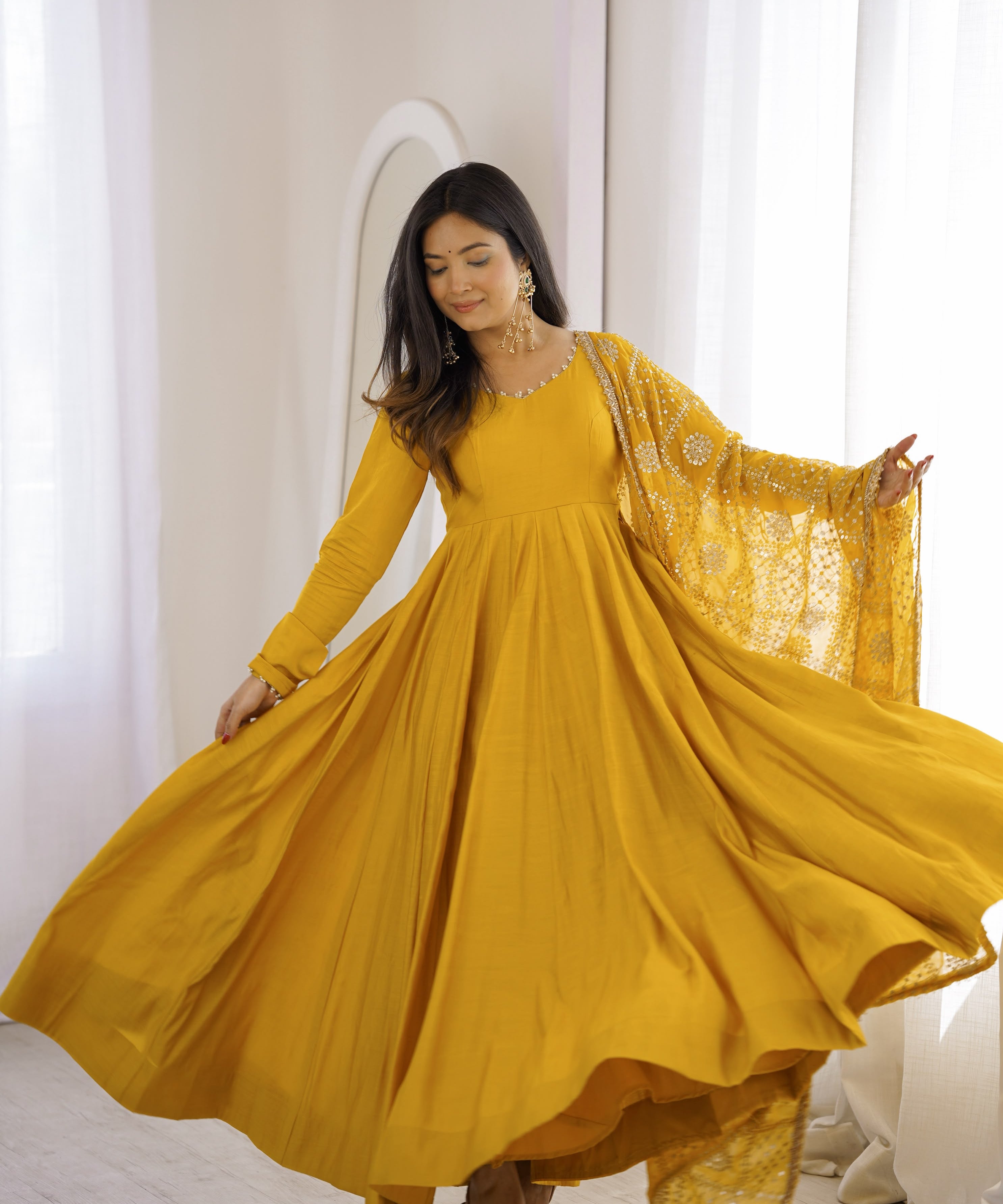 Premium Roman Silk Anarkali Gown