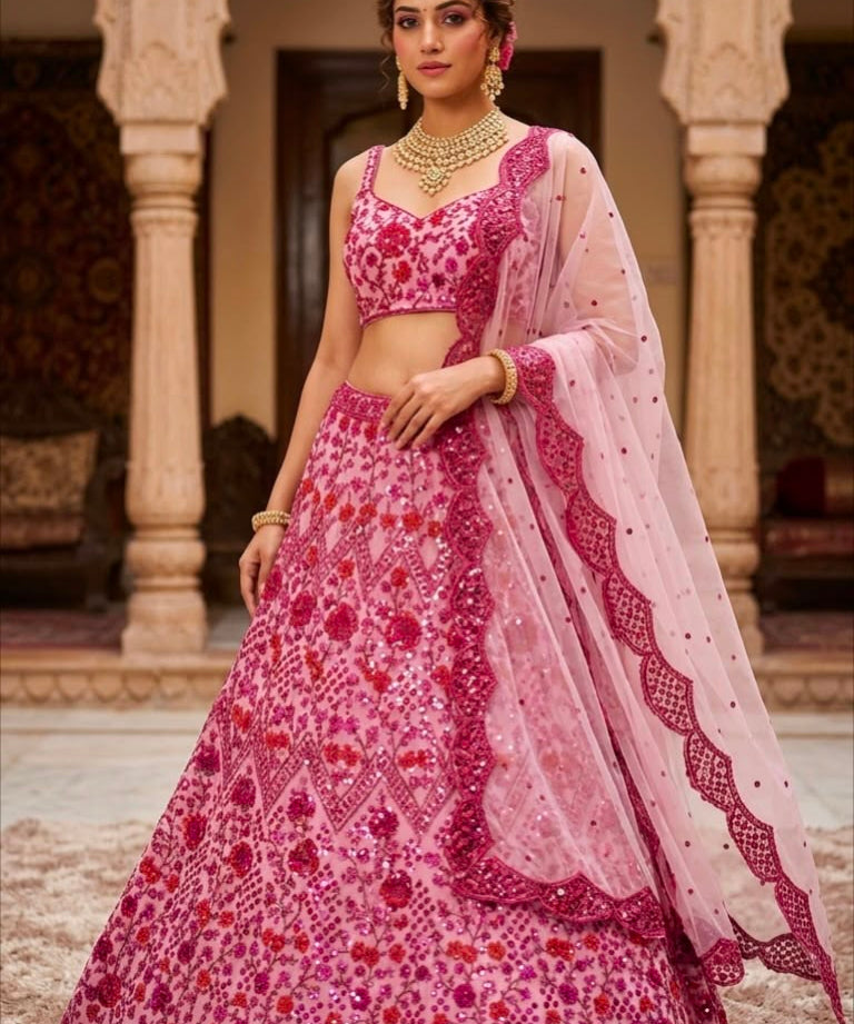 Pretty Pink Embroidered Lehenga