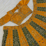 Symphony Gold Olive Embroidered Lehenga