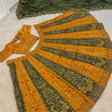 Symphony Gold Olive Embroidered Lehenga