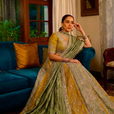 Symphony Gold Olive Embroidered Lehenga