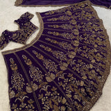 Royal Blue Bridal Embroidered Lehenga