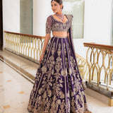 Royal Blue Bridal Embroidered Lehenga