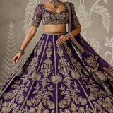 Royal Blue Bridal Embroidered Lehenga