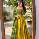 Saundarya Yellow Green Silk Lehenga