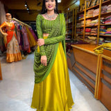 Saundarya Yellow Green Silk Lehenga