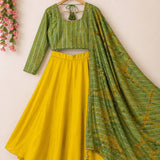 Saundarya Yellow Green Silk Lehenga