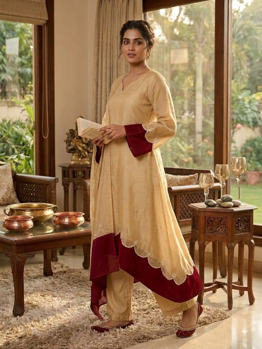 Stunning Chandri Round Cut Kurti