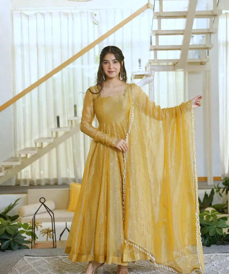 Elegant Salsa Silk Anarkali Gown