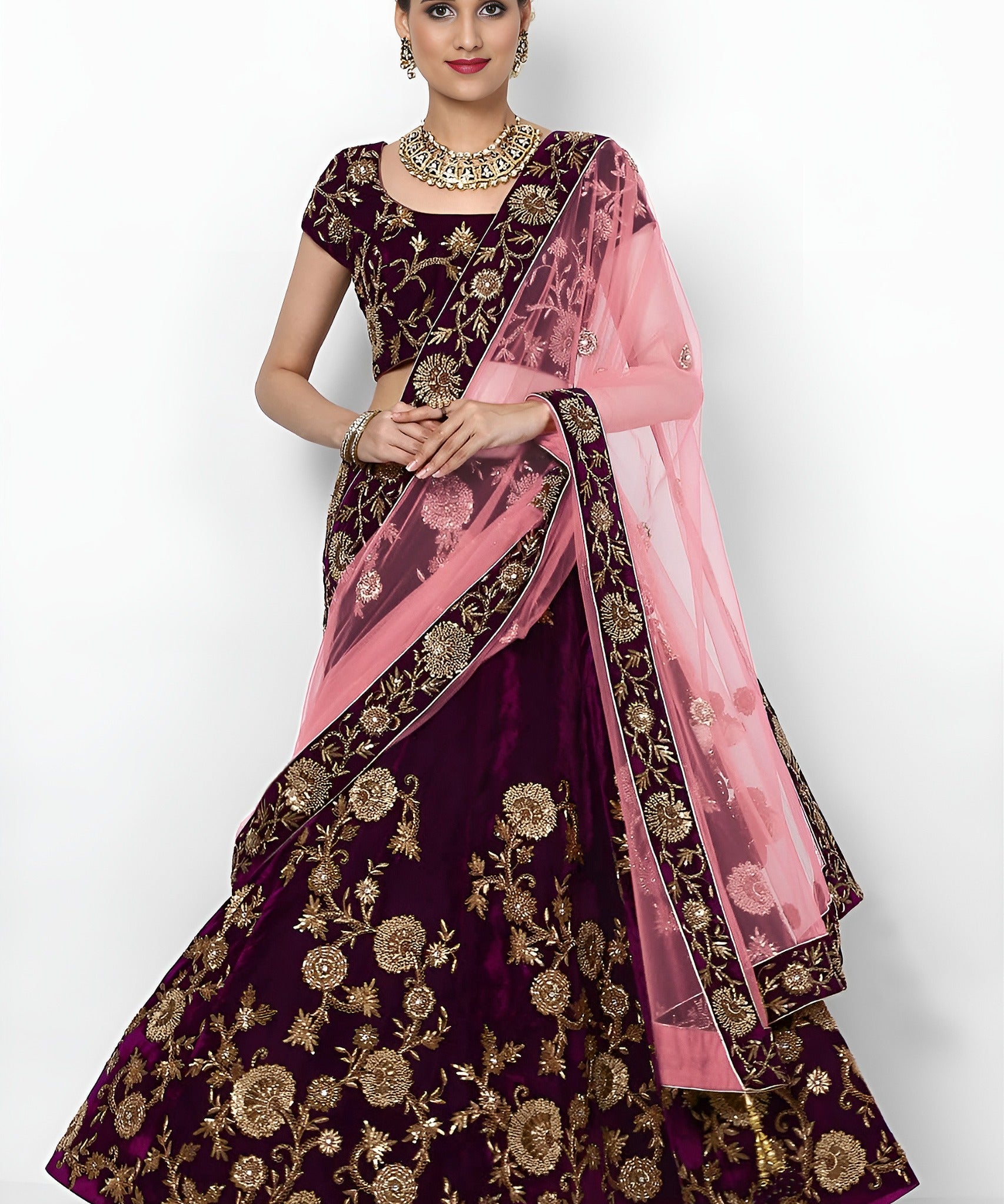 Elegance Embroidered Velvet Lehenga