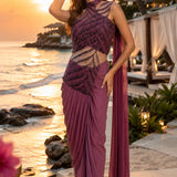 Stunning Beads Work Ready To Wear Saree