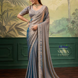 Sheen High Shine Velvet Chiffon Saree