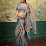 Sheen High Shine Velvet Chiffon Saree