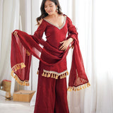 Ethnic Silk Real Mirror Work Suit