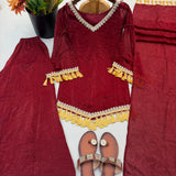 Ethnic Silk Real Mirror Work Suit