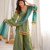 Ethnic Silk Real Mirror Work Suit