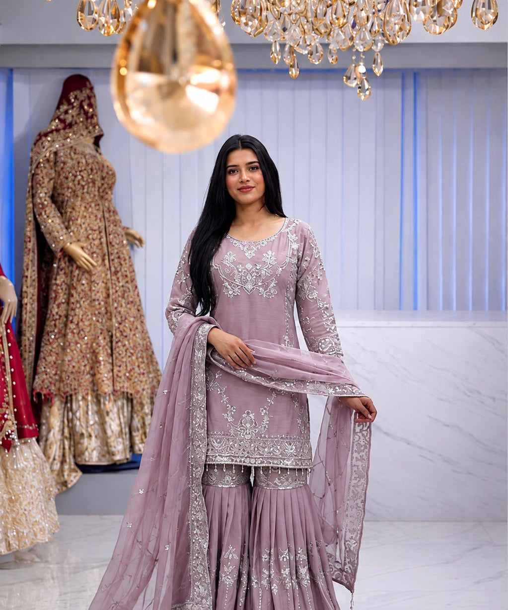 Elegnat German Chinon Silk Top Sharara