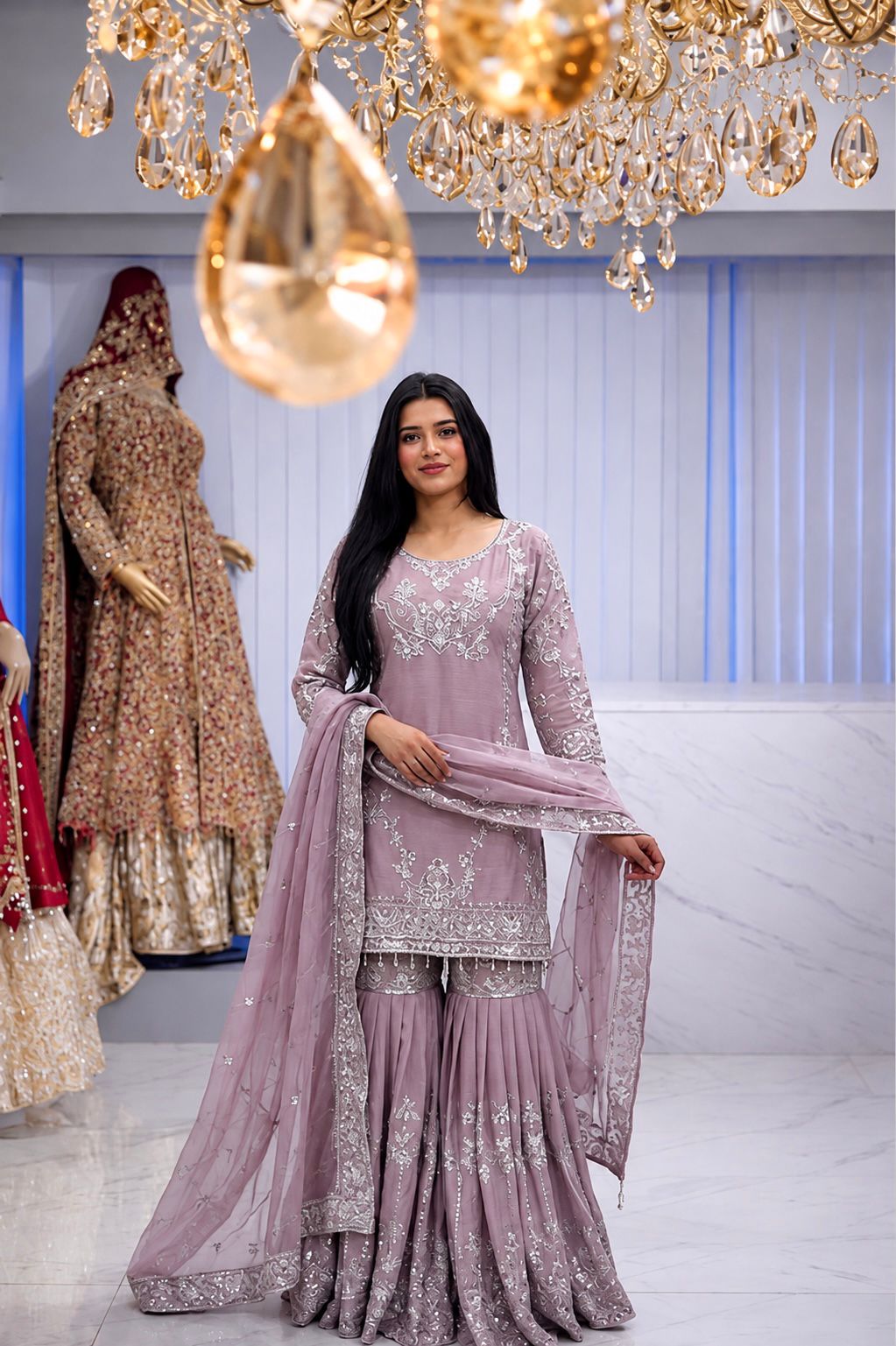 Elegnat German Chinon Silk Top Sharara