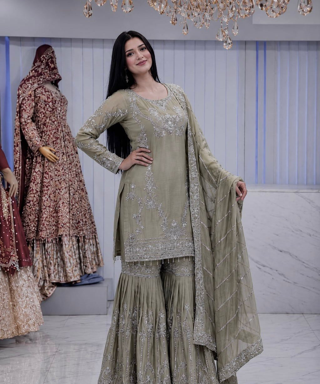 Elegnat German Chinon Silk Top Sharara