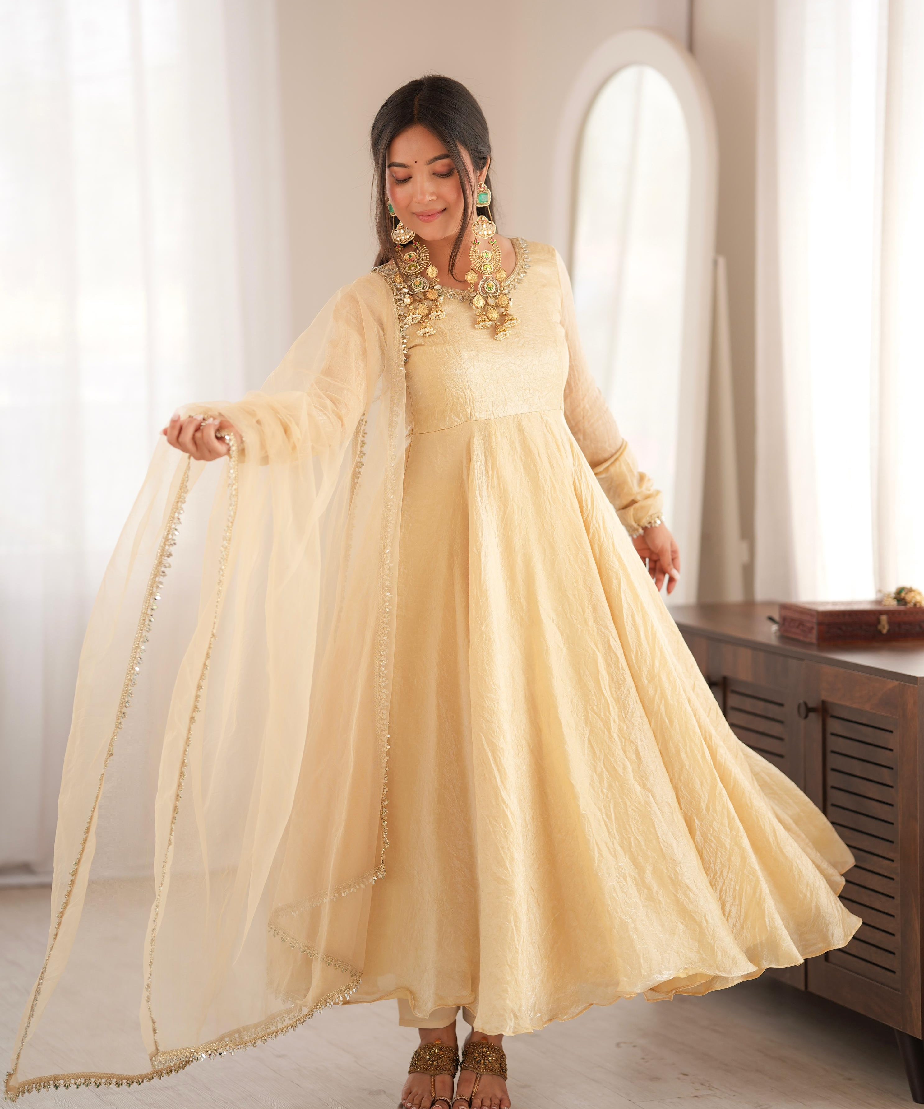 Ethnic Cruch Silk Anarkali Gown