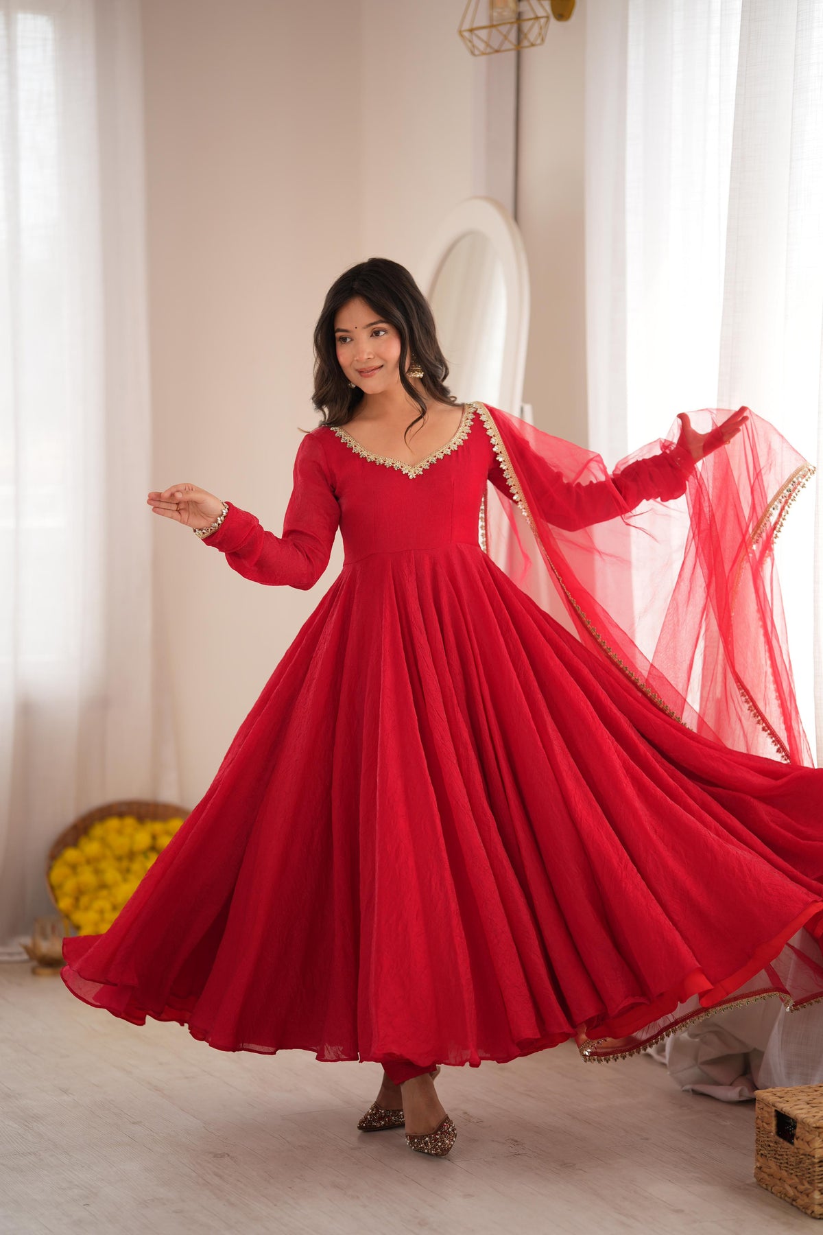 Ethnic Cruch Silk Anarkali Gown